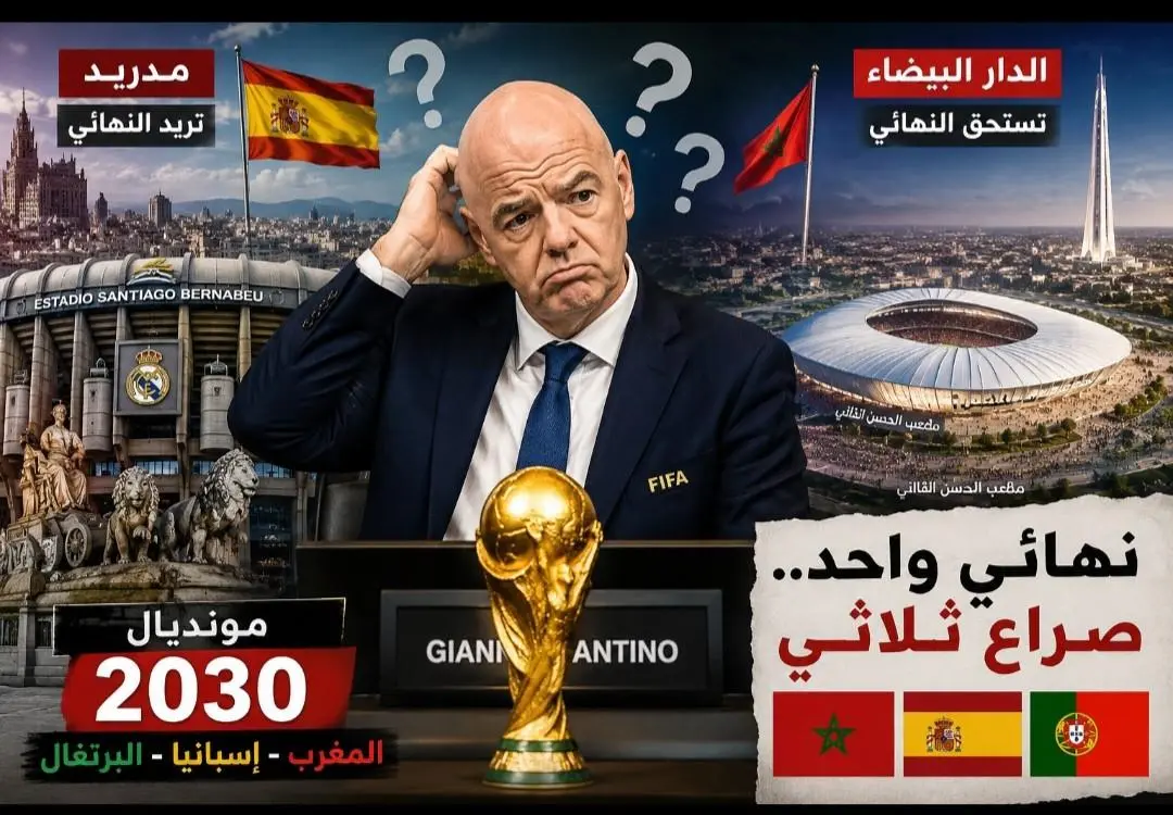 نهائي مونديال 2030 بالدار البيضاء يغضب ويدفعها للتلويح بالانسحاب نهائي مونديال 2030 بالدار البيضاء يغضب ويدفعها للتلويح بالانسحاب